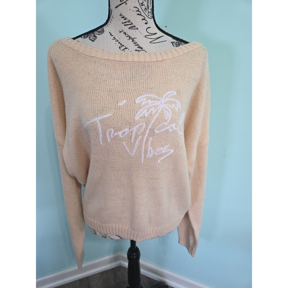 Beachly x Goldfish Kiss small oversized light peach sweater "Tropical Vibes"